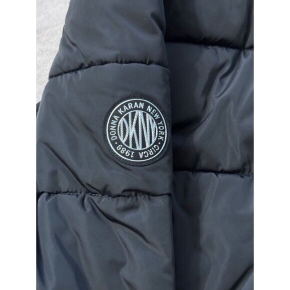 DKNY Donna Karan Faux fur-trimmed quilted shell‎ hooded coat Size Medium - Picture 7 of 14